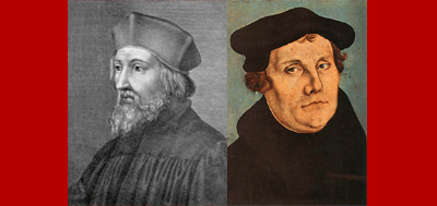 O tcheco Jan Hus e o alemão Martinho Lutero